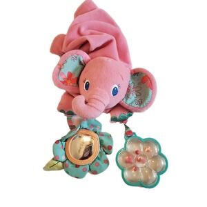 Bright Starts Pink Elephant Crib Rattle Plush Toy Infant Lovey Comfort Soother